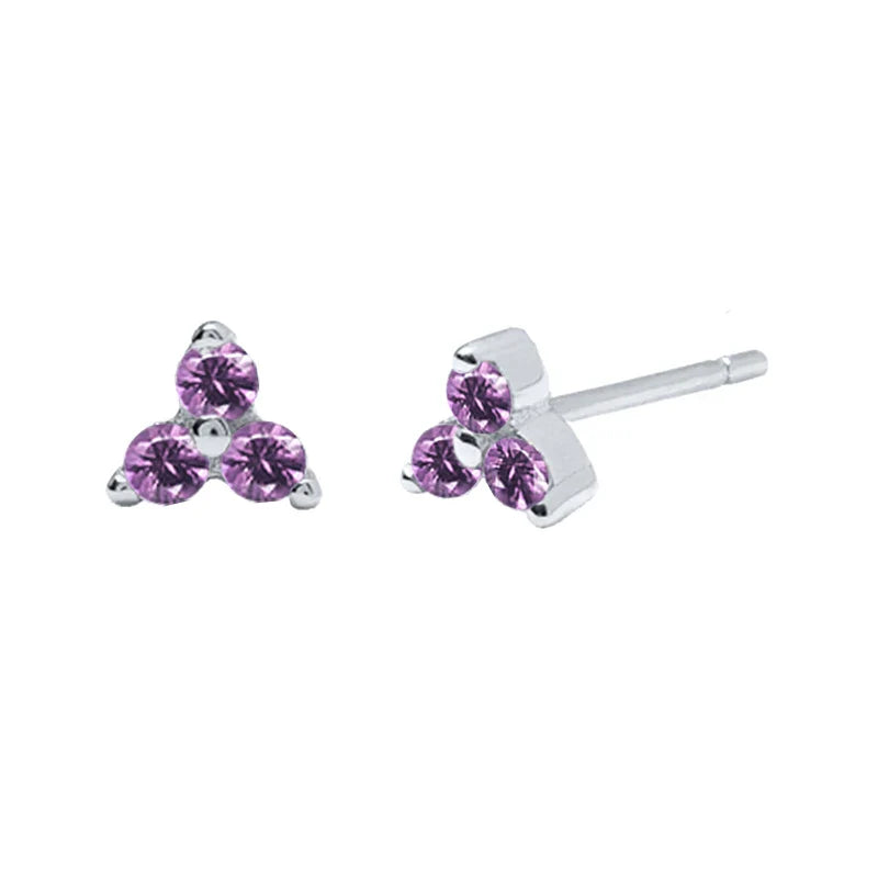 925 Sterling Silver Needle Small Geometry Triangle Crystal Stud Earring for Woman Lovers' Couples Bling Simple Piercing Earrings