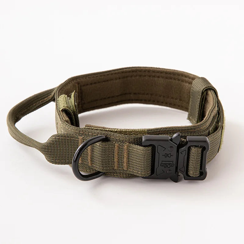 Tactical Dog Collar with Heavy Duty Metal Buckle Control Handle Nylon Military Dog Collar for Medium Large Dog