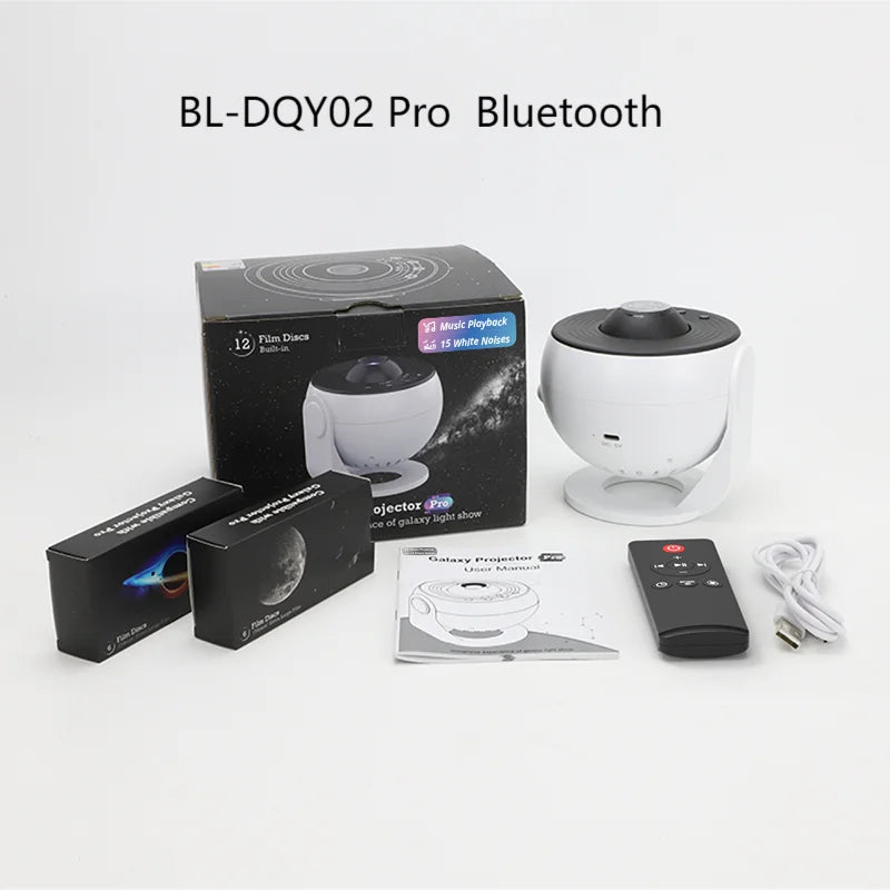 Galaxy Projector for Bedroom Pro Version HD 12 in 1 Film Discs Star Projector Galaxy Light Planetarium Projector with Timer White Noise 360 ° Rotation Bluetooth Remote Control