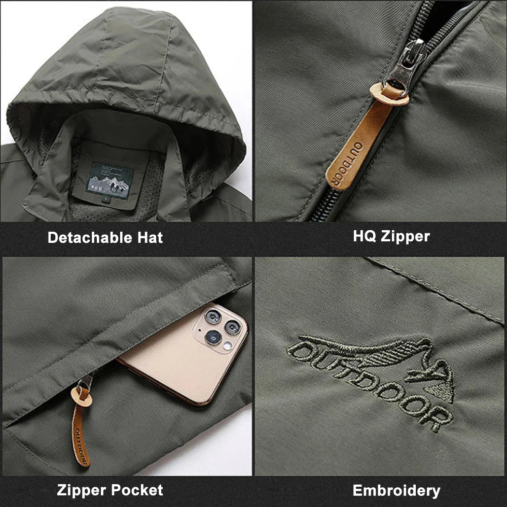 Windbreaker Men Tactical Jacket Waterproof Hooded Coat Size S-5XL
