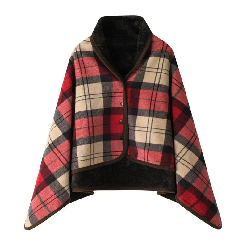 Winter Wearable Shawl Blanket, Warm Flannel Casual Office Blanket, with Button.