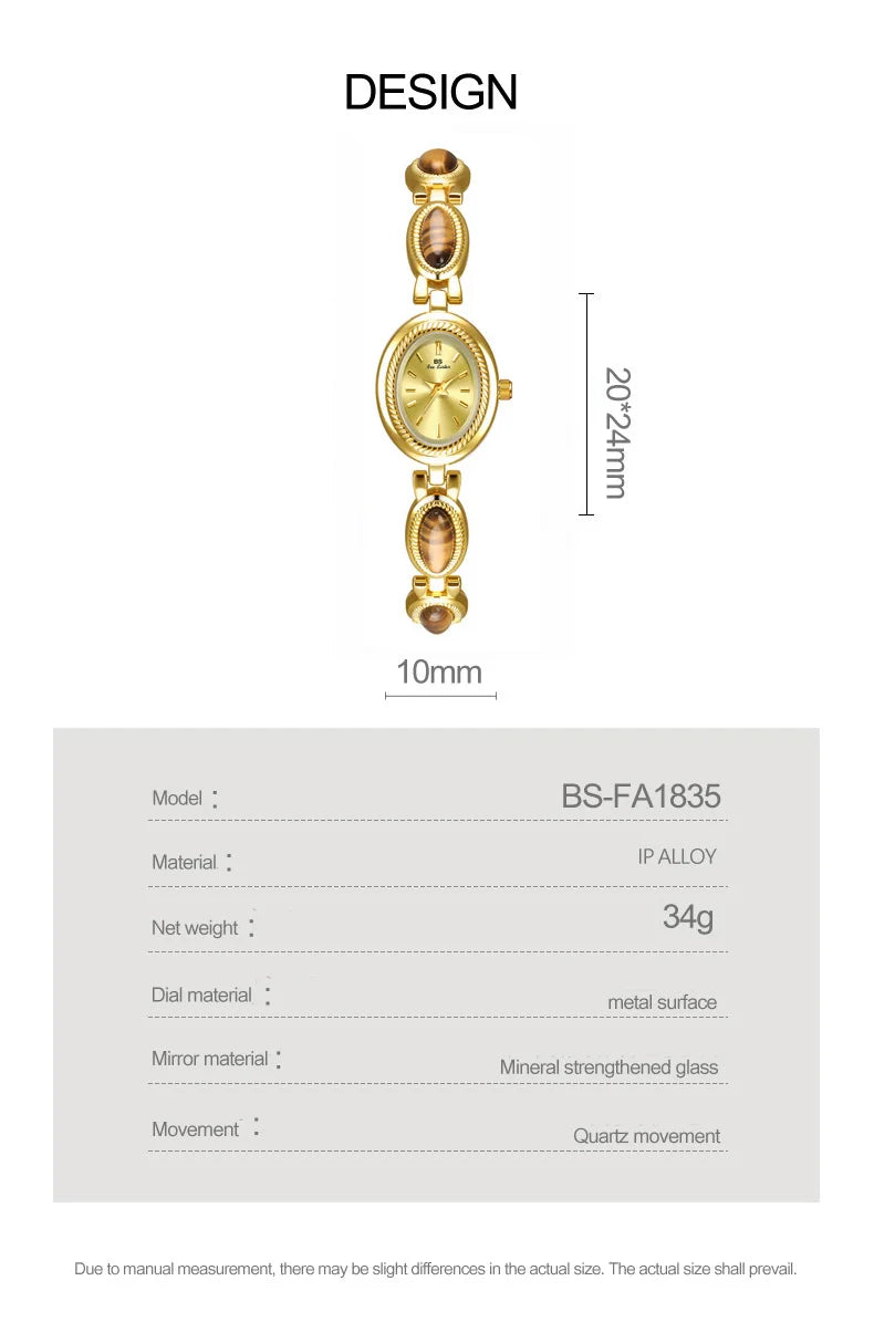 Luxury Golden Vintage Watch Women Elegant Amber Jewelry Quartz Wristwatch New In Women's Watches Fashion Bracelet Gold Watch