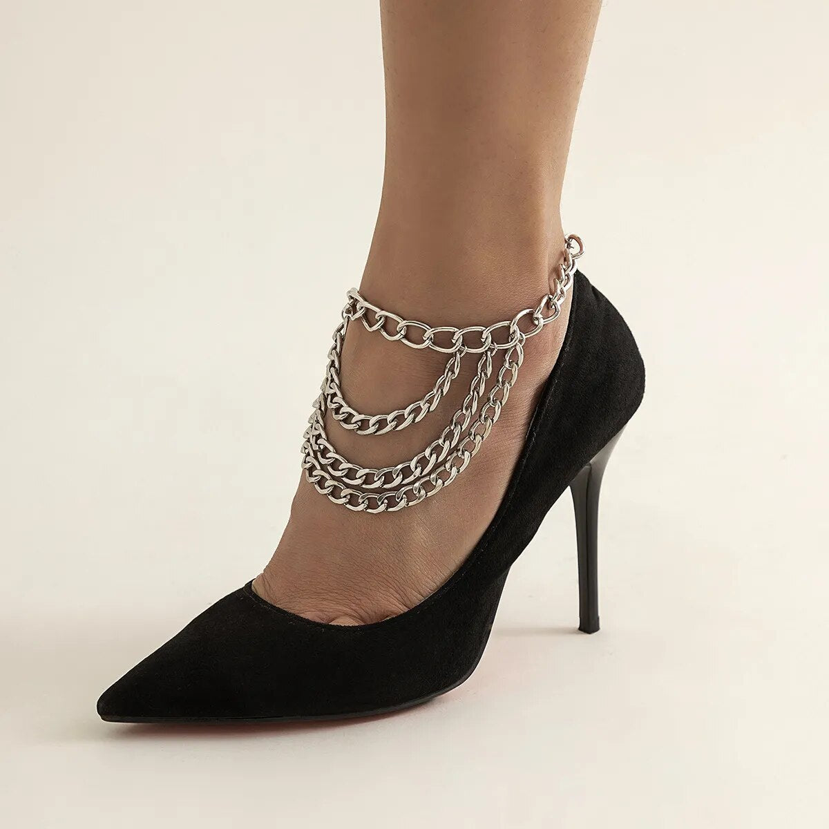 New 1 PC Multilayer Link Chain Tassel Anklets for Women Bracelet on the Leg Decoration on Foot Sandals Beach Accessories