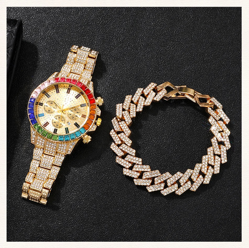 Diamond Women's Watches Gold Watch Ladies Wrist Watches Luxury Brand Rhinestone Women Bracelet Set Watches Female Relogio