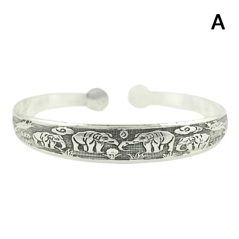 Retro Opening  Bracelet Jewelry Vintage Tibetan Silver Totem Carved Bangle Cuff