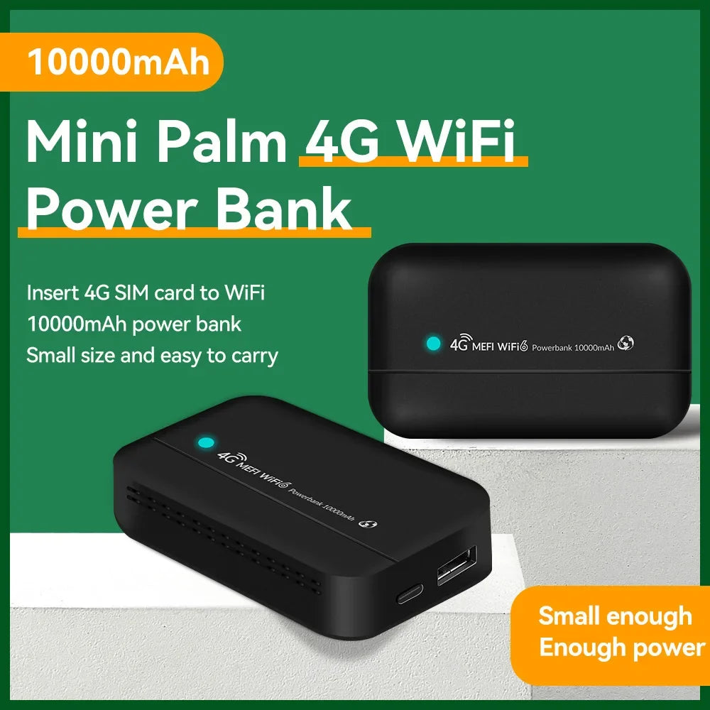 PW100 4G Router 150Mbps Outdoor Wireless Router Portable Wifi Hotspot Pocket MobileModem With Sim Card Slot 10000mah power bank