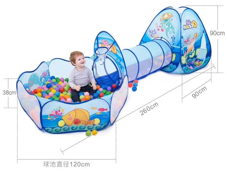 3 In 1 Children Ball Pool Baby Ballon Playpen Portable Kids Tent Ball Pit Crawling Tunnel Kid Playground Yard Rooom Pool Gift