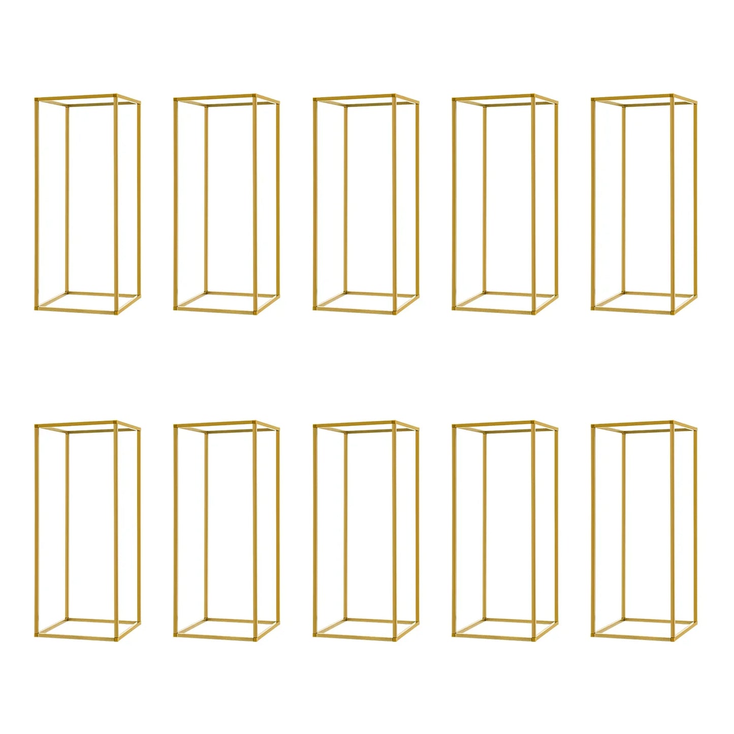 10Pcs Wedding Flower Stand Set 23.62"H Gold Metal Column Rack Wedding Party Prop Decor Balloon Display Holder Flower Vase Pillar