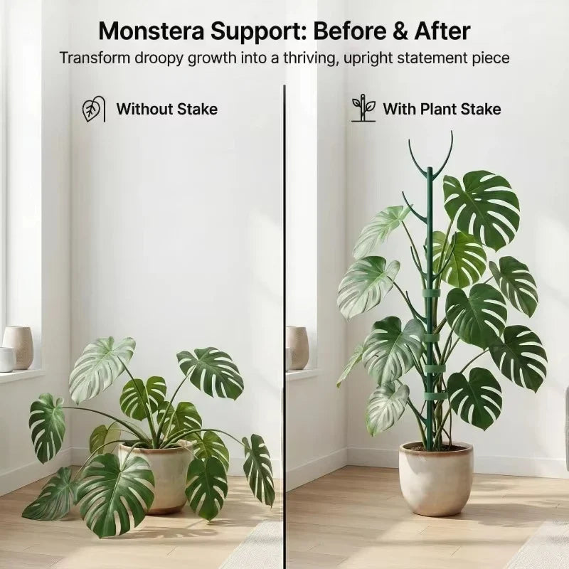 10Pcs Monstera Plant Support Set Stackable Tall Poles with Ties Support Climbing Plant Stems Durable Outdoor Gardening Supports