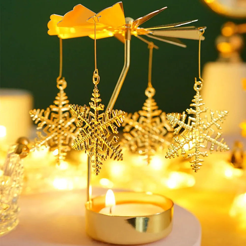 Spinning Tealight Holder, Aluminum Alloy Carousel Heat Powered, Rotating Candle Display.
