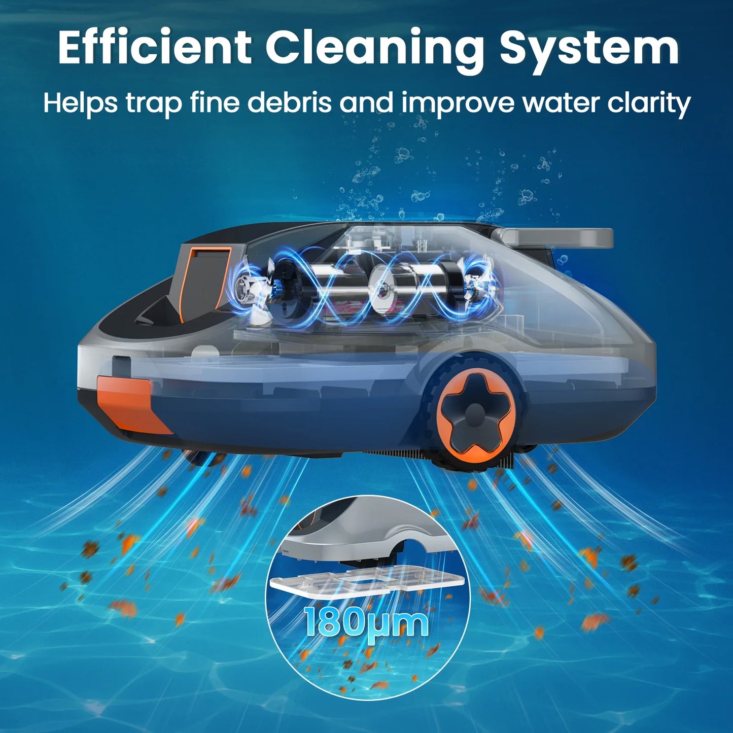 C1 Robotic Pool Cleaner, 200-Min Runtime,  Self-Parking Cordless Pool Vacuum for Above Ground & Inground Pools up to 2500 Sq.ft