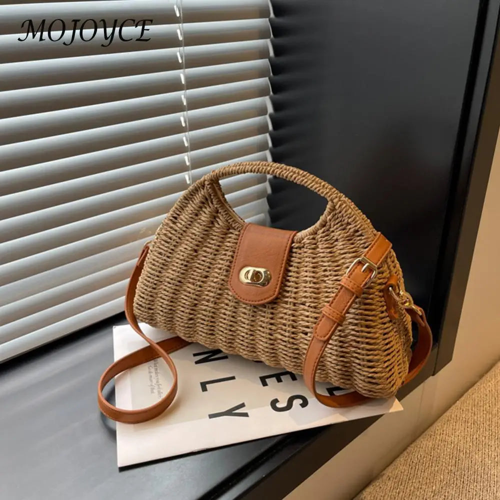 Women Crossbody Bags Handmade Summer Woven Shell Hand-Woven Bag Fashion Holiday Casual Simple Elegant Lady Beach Purse