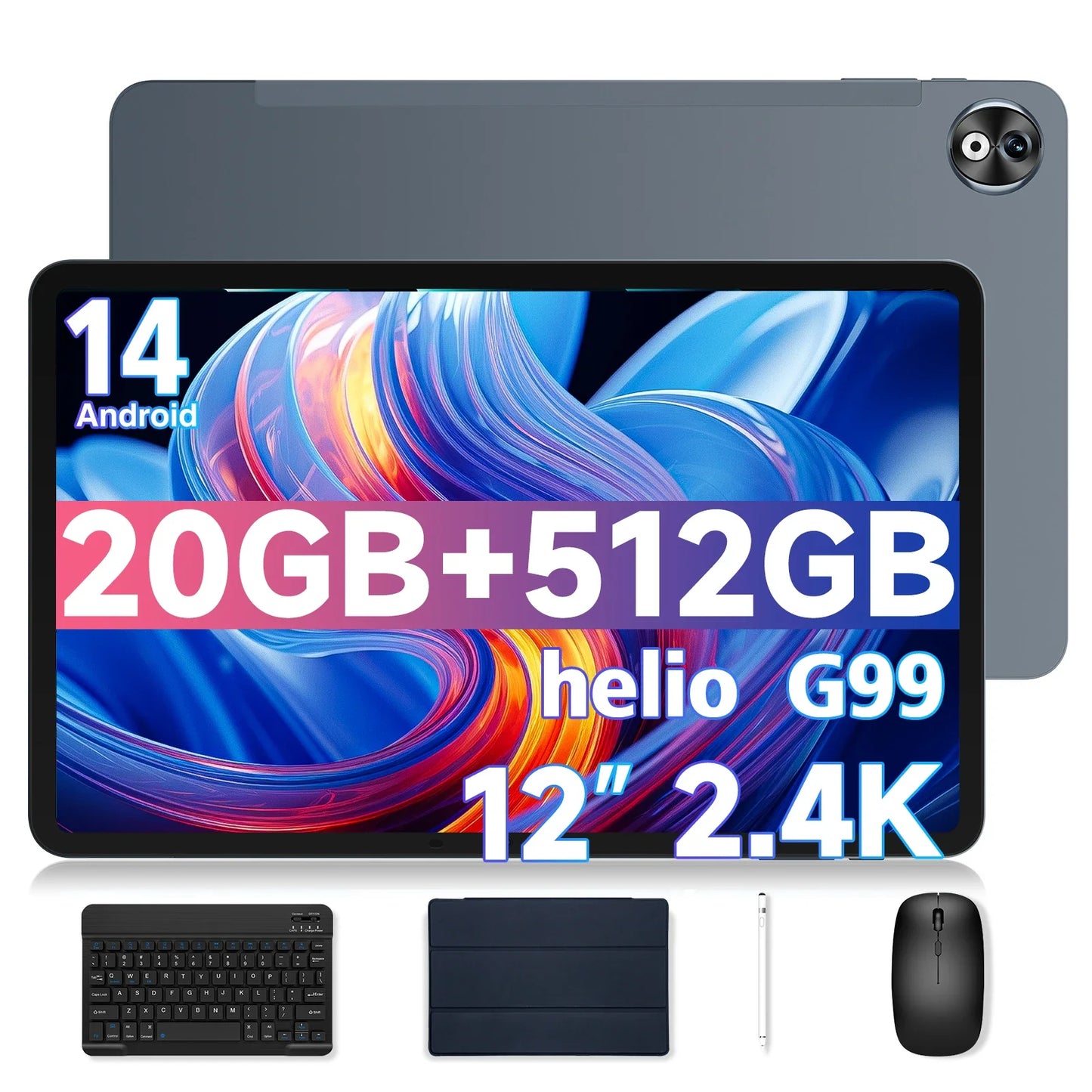 DOOGEE T40 Pro Tablet 12 ''IPS 2.4K 20GB(8 + 12) 512GB Android 14 Helio G99 6nm 10800mAh 18W Charge Quad Speaker 7.6mm ultra-thin