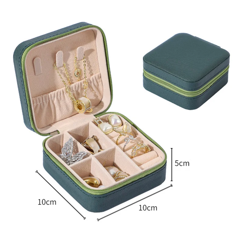 Portable Jewelry Storage Box Travel Organizer Jewelry Case PU Leather Storage Earrings Necklace Ring Jewelry Organizer Display