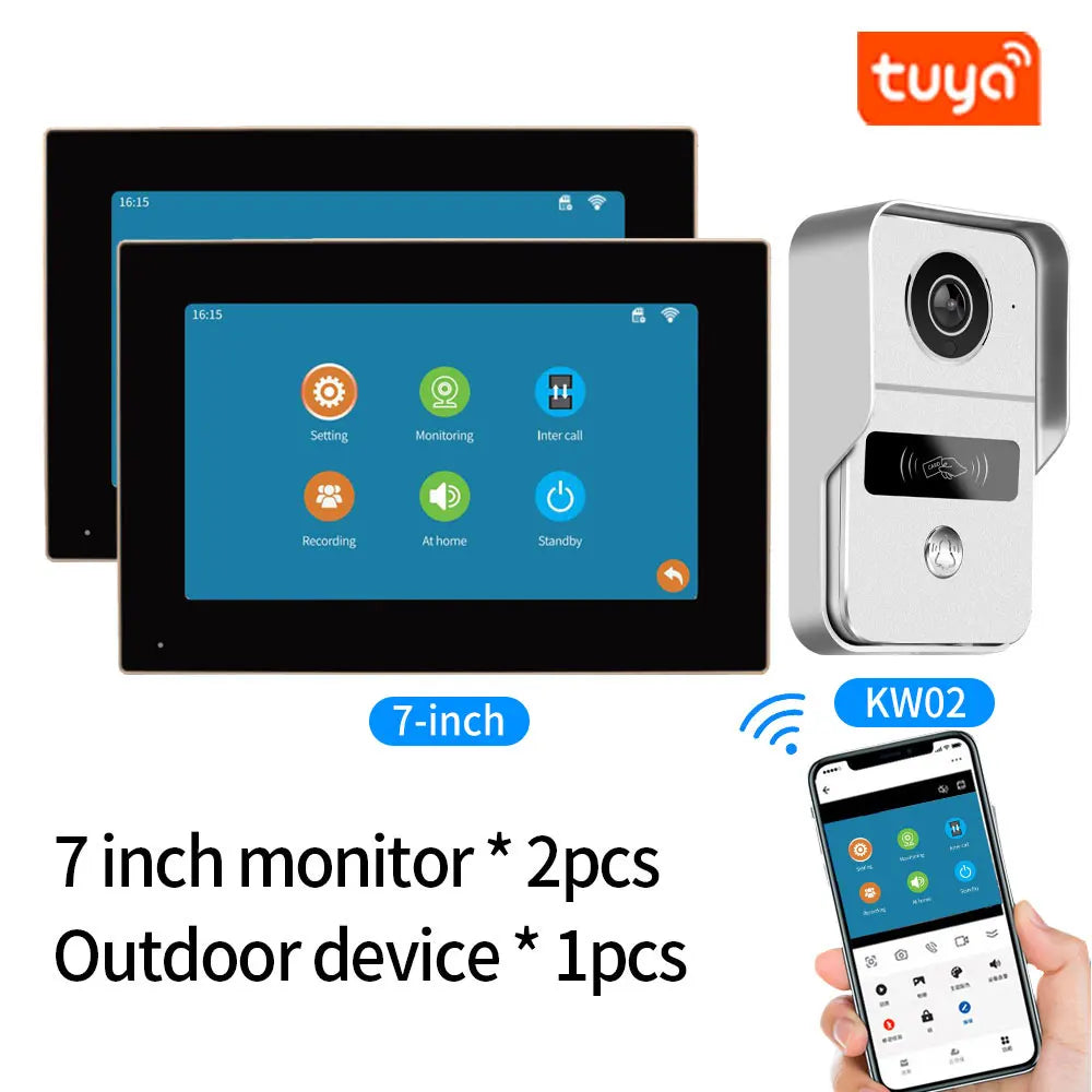 Tuya App  Wifi Video Intercom Kits Visual Doorbell System 1080P Entry Doorphone Door Camera for Home Villa Apartment