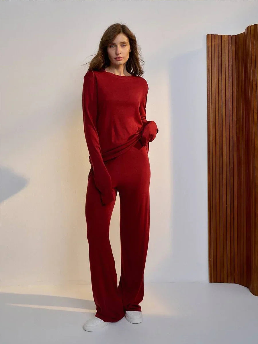 Hirsionsan Modal Soft Loose Sets Women Casual Two or Three Pieces Long Sleeve Cardigan & High Waist Dresses Outfits Tracksuit