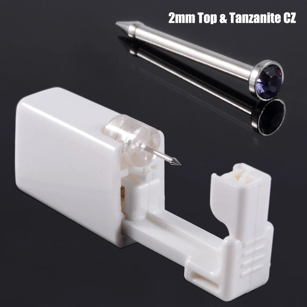 Disposable Safe Sterile Piercing Unit For Nose Studs Piercing Gun Tool Machine Kit Stud CZ Earrings Body Jewelry Easy Used 0.8mm