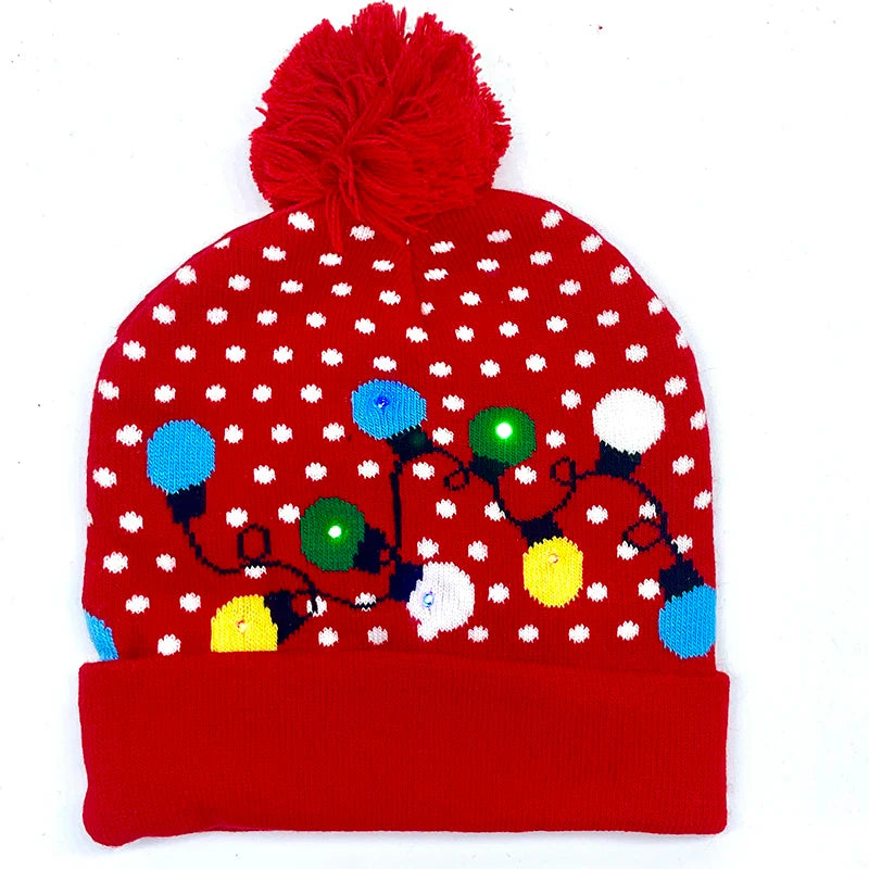 LED Christmas Hat Creative Flashing Led Light Knitted Hat Snowman Winter Warm Color Knitted Cap Christmas Gift