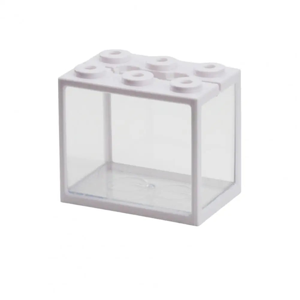 Fish Tank  Cute Building Block Design Desktop Mini Aquarium  Plastic Desktop Fish Tank Fish Pond Pet Box Пейзаж Аквариума