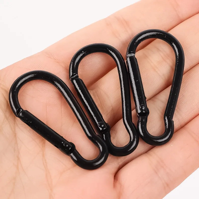 50/10pcs Mini Carabiner Keychain Alluminum Alloy D Type Buckle Spring