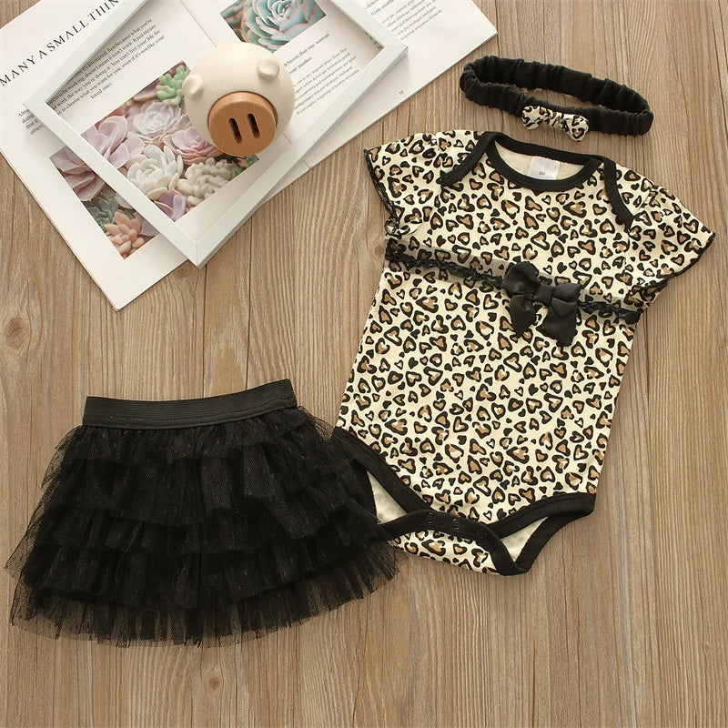 Fashion Newborn Baby Girl Clothes Short Romper,Tutu Skirt & Headband 3 PC Suits Infant Toddler Zebra Summer Girls Clothing Sets