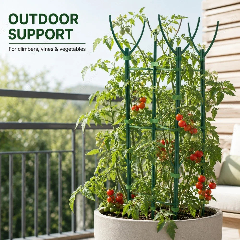 Climbing Plant Support Stakes Stackable Tall Poles with Ties Durable Plant Stem Holder for Indoor Outdoor Balcony Gardening