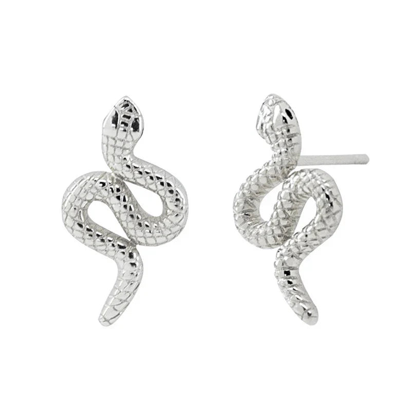 925 Sterling Silver Needle Pave Crystal Snake Type Stud Earrings for Women Simple Cute Animal Earrings Fashion Delicate Jewelry