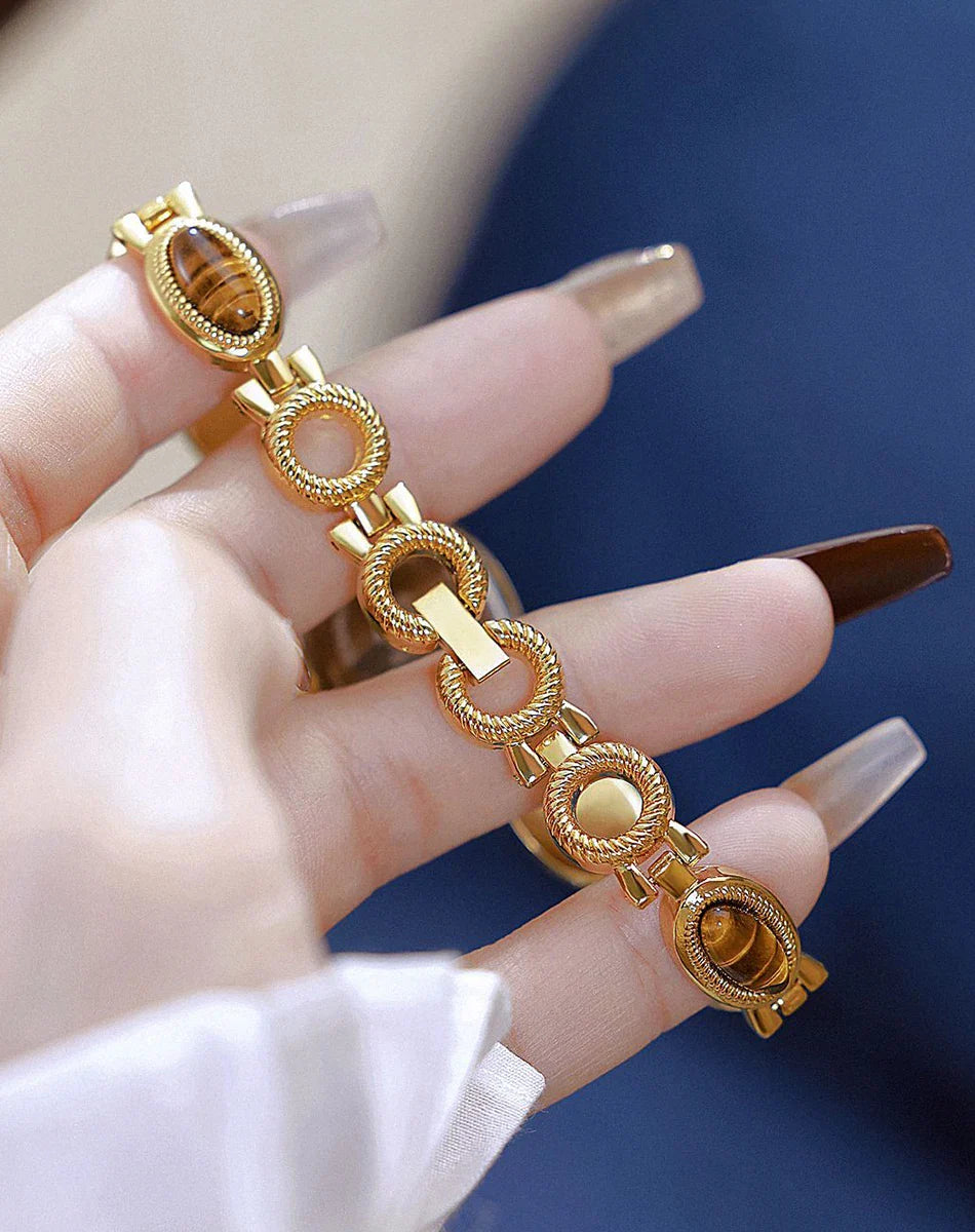 Luxury Golden Vintage Watch Women Elegant Amber Jewelry Quartz Wristwatch New In Women's Watches Fashion Bracelet Gold Watch