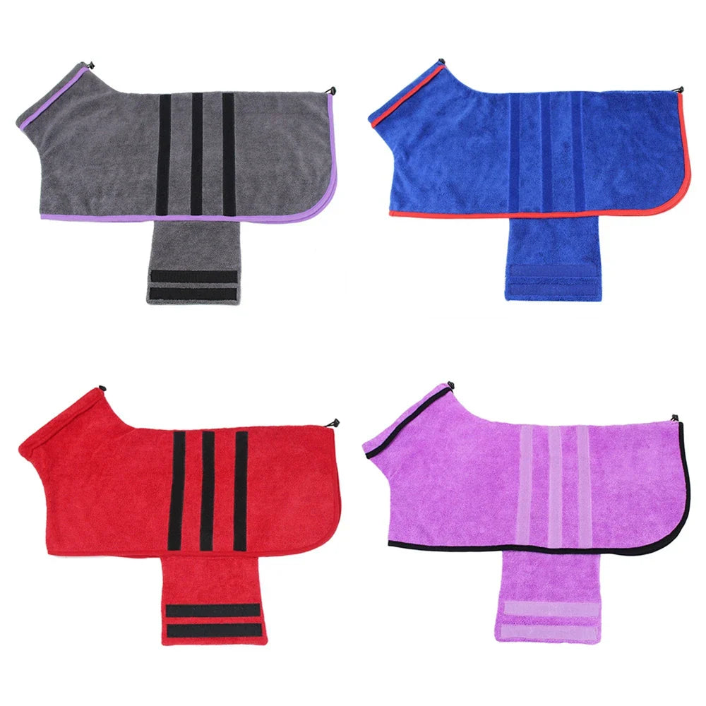 Dog Bathrobe Microfiber Quick Drying Coat Super Absorbent Luxurious Soft Pet Bath Towel Adjustable Warm Dog Bathing Supplies
