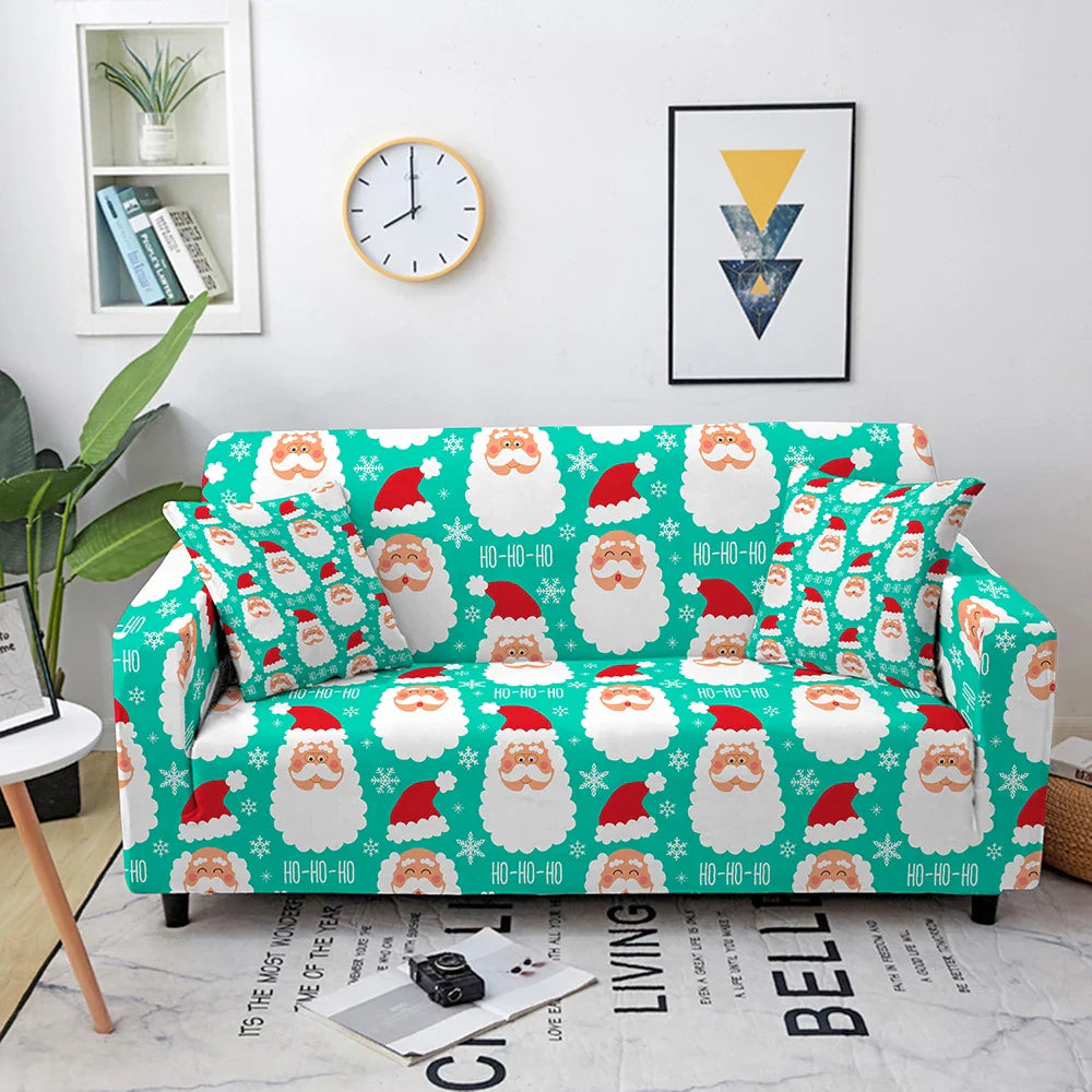 Christmas Cartoon Santa Claus Series Sofa Cover Elastic Full Set Dust and Wrinkle Proof Multi Person Combination Sofa Cover