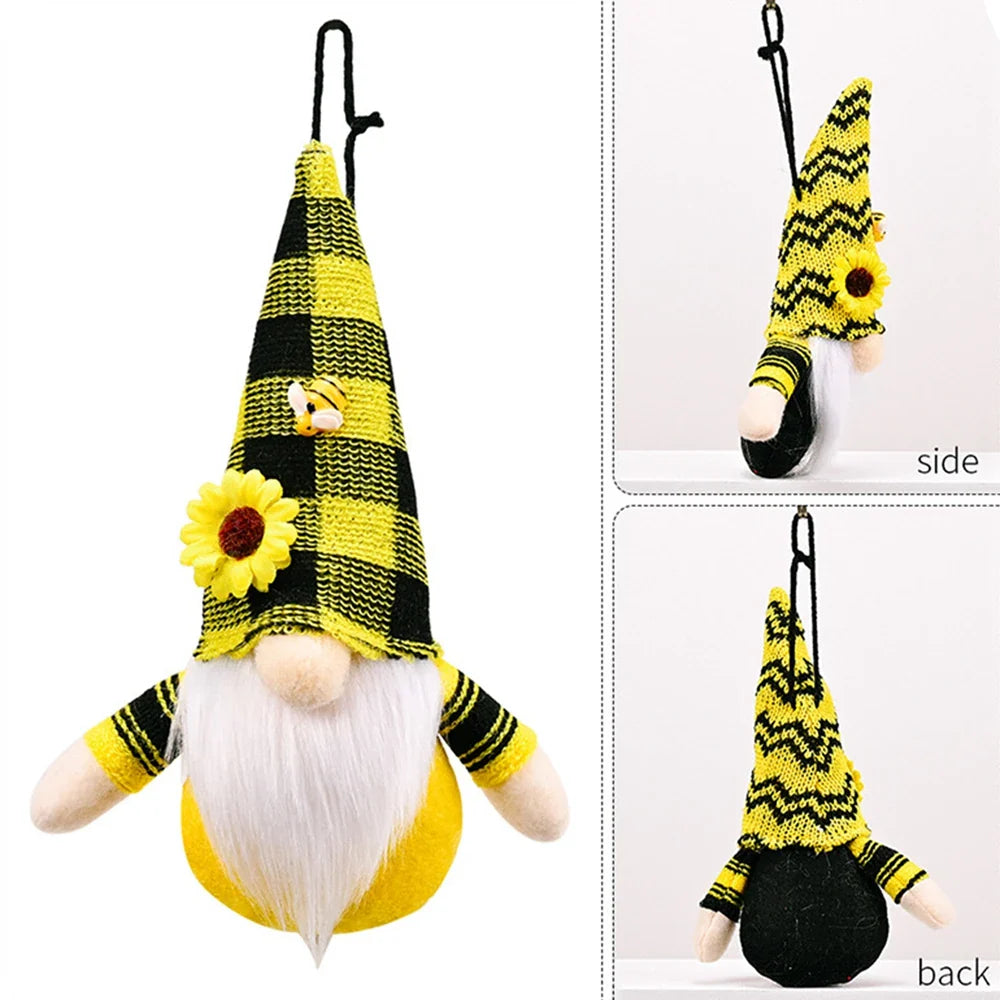 Sunflower Gnome for Home Decor Cute Bee Faceless Doll Pendant Wall Door Hanging Decoration Spring Summer DIY Figurines