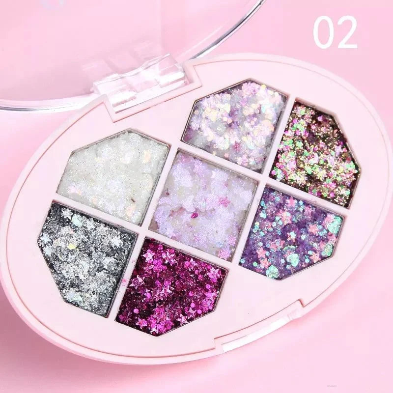 NEW Eye 7 Colors Glitter Diamond Sequins Five Pointed Star Fragment Moon Eyeshadow Pigment Professional Eye Makeup Palette