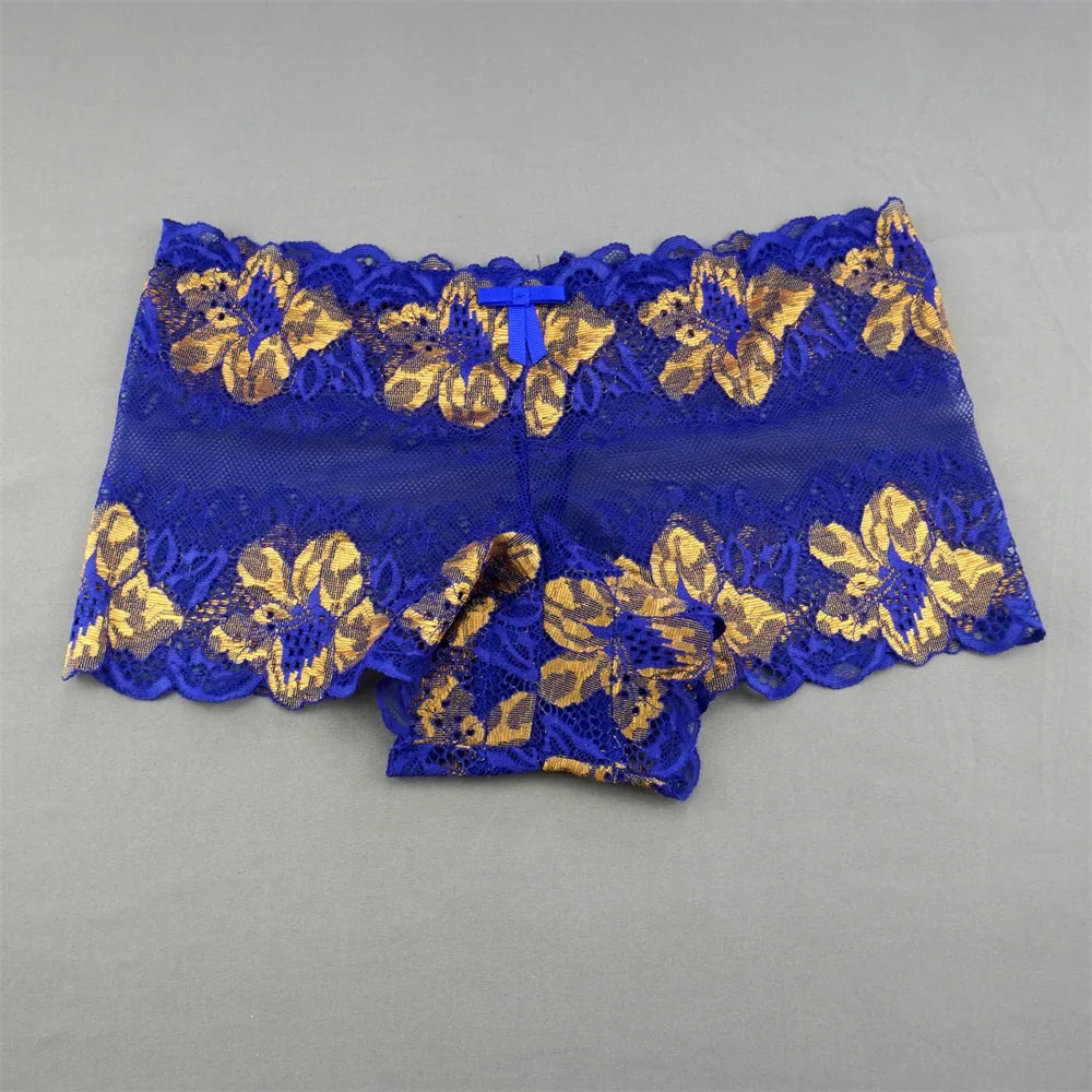 New 2023 Transparent Underwear Women Sexy Lace Panties Women Bikini Bottom Boyshorts Hollow Out Ladies Floral Boxers M-XXL