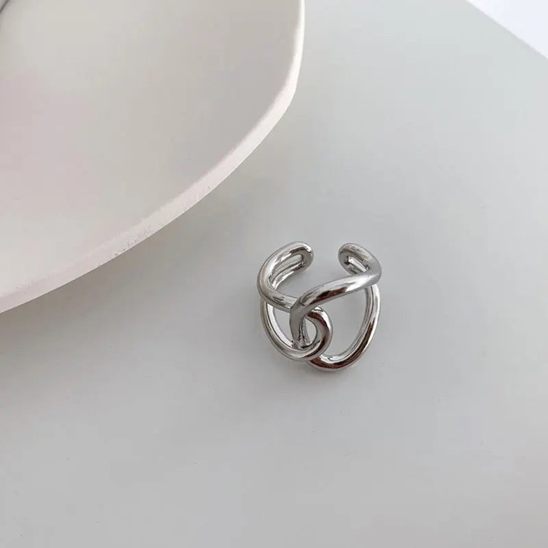 925 Sterling Silver Open Finger Mobius Ring Twist for Women Golden Rock Punk Lines Stackable Jewelry Gift Dropship Wholesale