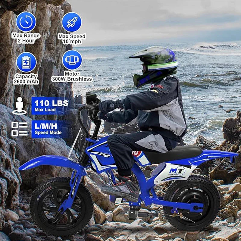 25V Electric Dirt Bike, 200W Electric Motorcycle, Up to 10MPH & 7 Miles Long Range, 3-Speed Modes for Kids Ages 3-10.