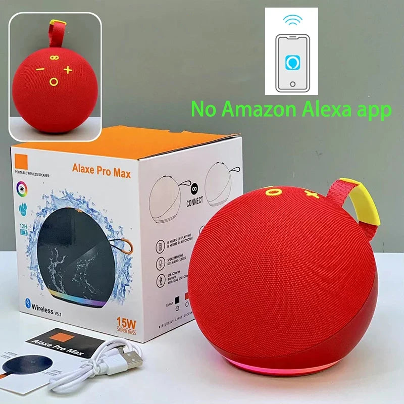 Bluetooth Speaker Subwoofe Portable Powerful Wireless Bass Alaxe Pro Max Music Outdoor Stereo Bluetooth Speaker LED