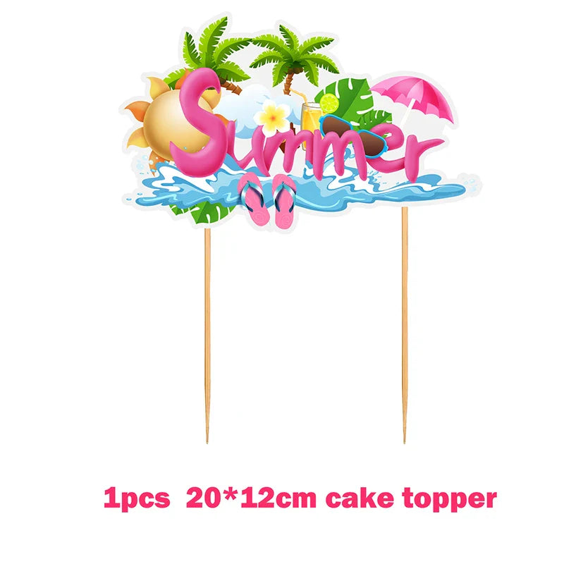 Hawaiian Party Decorations Flamingo Garlands Banner Balloons For ALOHA Luau Party Tropical Summer Beach Birthday Party Supplies