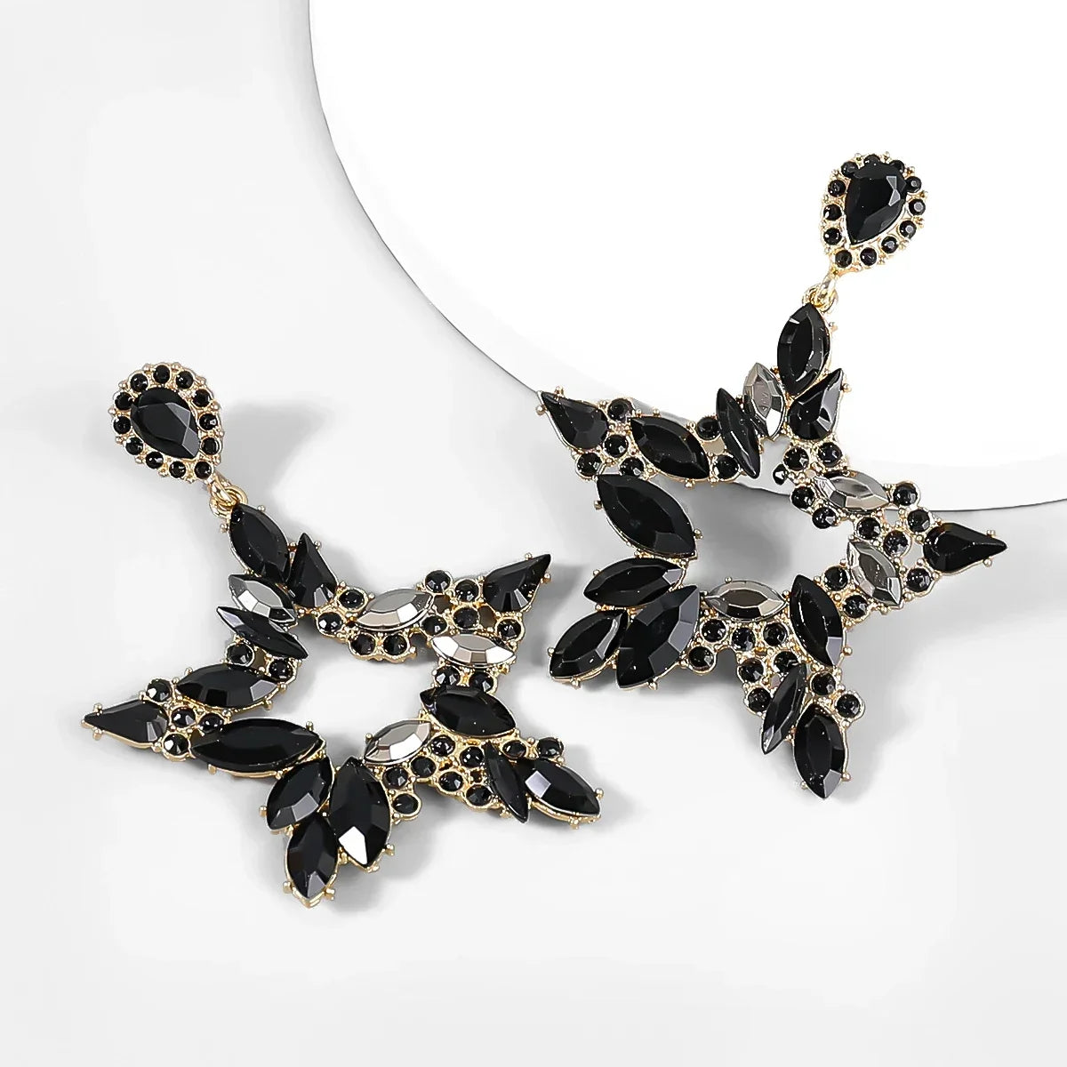 New Fashion women's Color Matching Big Rhinestone Love Heart-shaped Star Drop Earrings women's Jewelry Temperament Accessories
