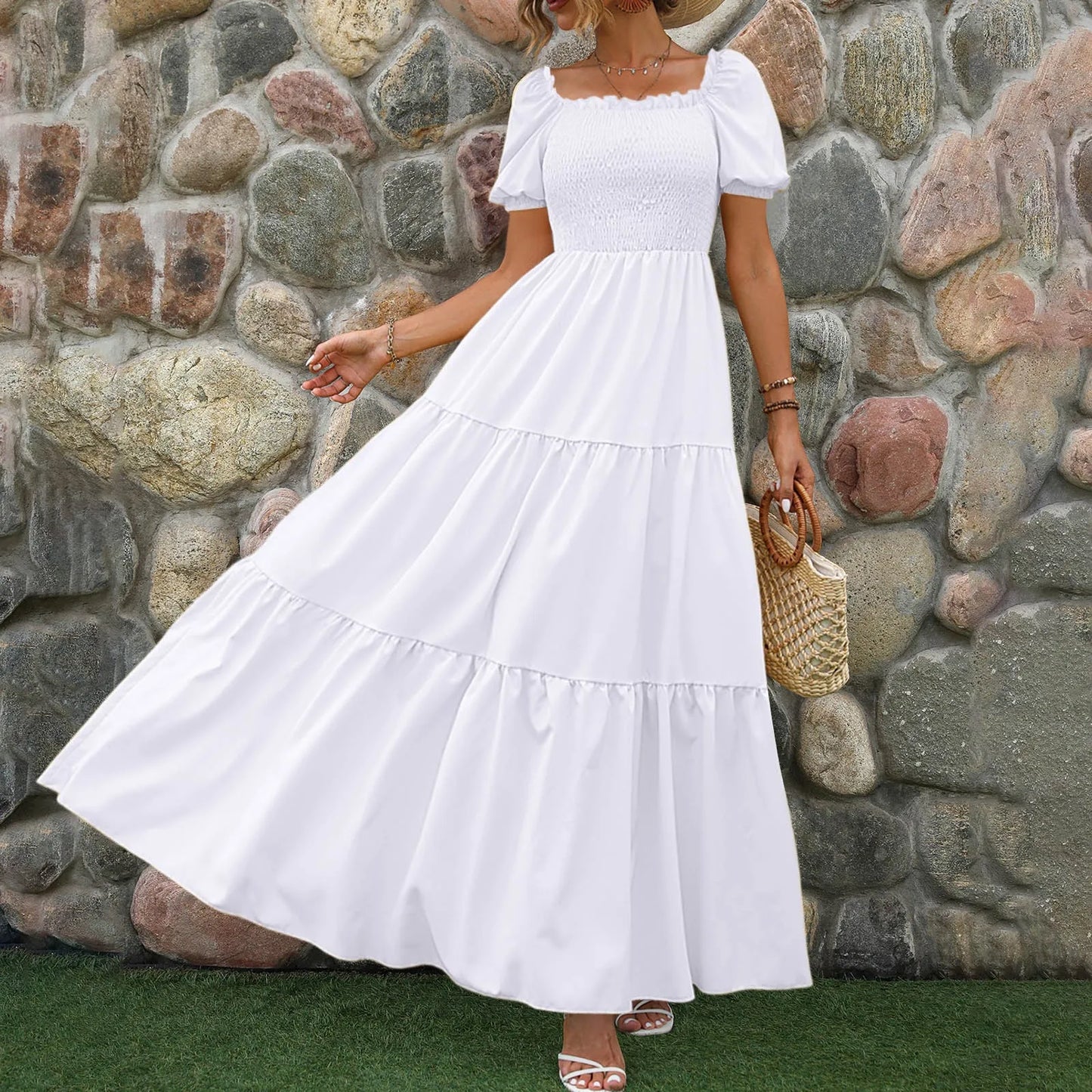 Female Dresses Outfits Women'S 2024 Floral Boho Dress Wrap Crew Neck Short Sleeve Belted Ruffle Hem A Line Flowy Ropa Para Mujer