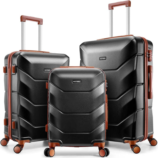 3 Piece Luggage Set ABS Hard shell Suitcase With Spinner Wheels, TSA Lock Travel Carry On Luggage.