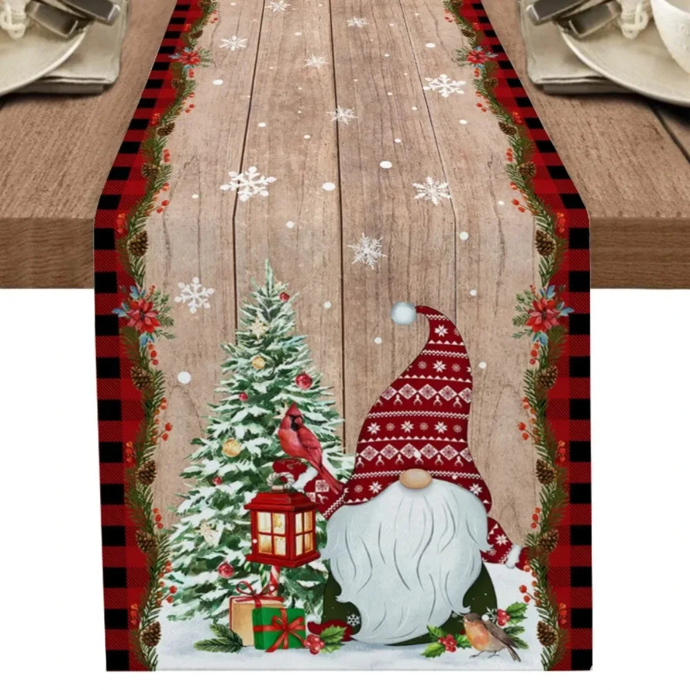 Christmas Tree Snowman Table Runners Kitchen Dining Table Decor Farmhouse Navidad Xmas Linen Table Runners Wedding Decor