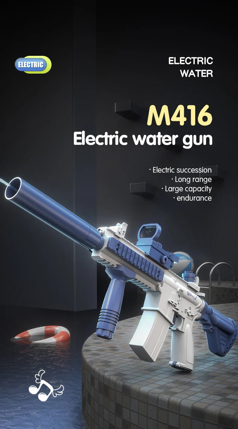 Electric Water Gun Pistol 10M Long Range Portable Guns M416 Children Summer Beach Outdoor Fight Shooting Toys for Boys Kid Games