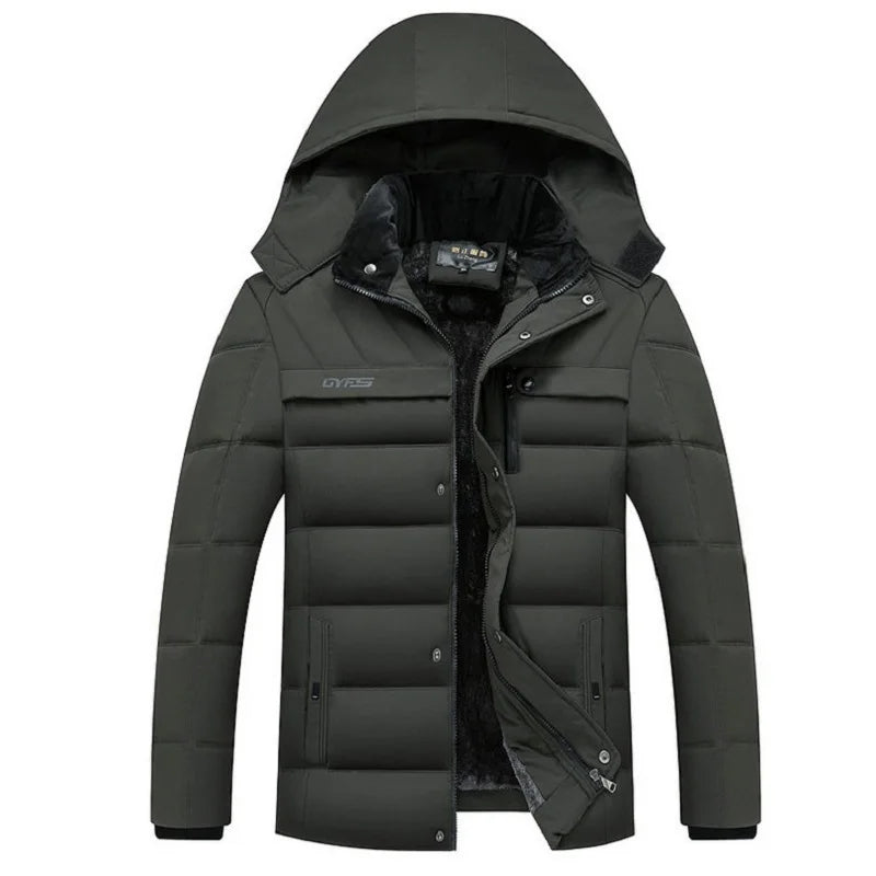 Men -15 Degree Thicken Warm Parkas Hooded Fleece Men Jackets.
