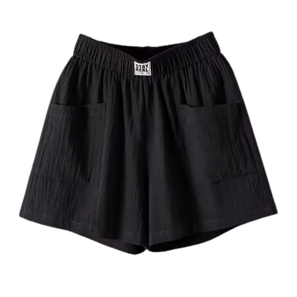 Cotton Linen Shorts Women's Sports Shorts Summer Solid High Waist Black Shorts Women Fashion Plus Size Casual Basic Short Pants