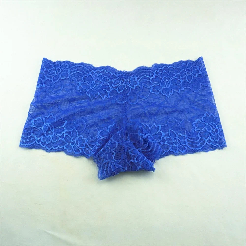 3pcs M-XXL Female Boxers Underwear Silk Boyshorts Women Transparent Panties Shorts Ladies Perspective Lingerie