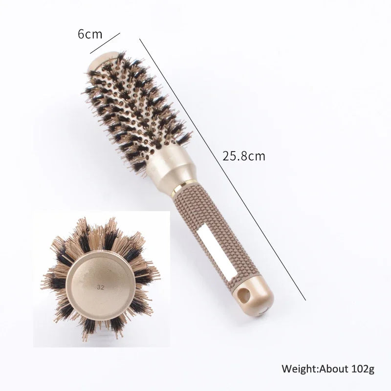 Round Ionic Hair Brush for Blow Dry Women Boar Bristles Hair Comb Ceramic Hairbrush Styling Tools For Drying Curly Hair Straight