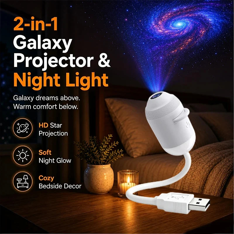 HD 4K Star Galaxy Projector Light 24 In 1 360 Degree Rotatable USB Holographic Night Lamp Eye Friendly Ambient Light For Bedroom