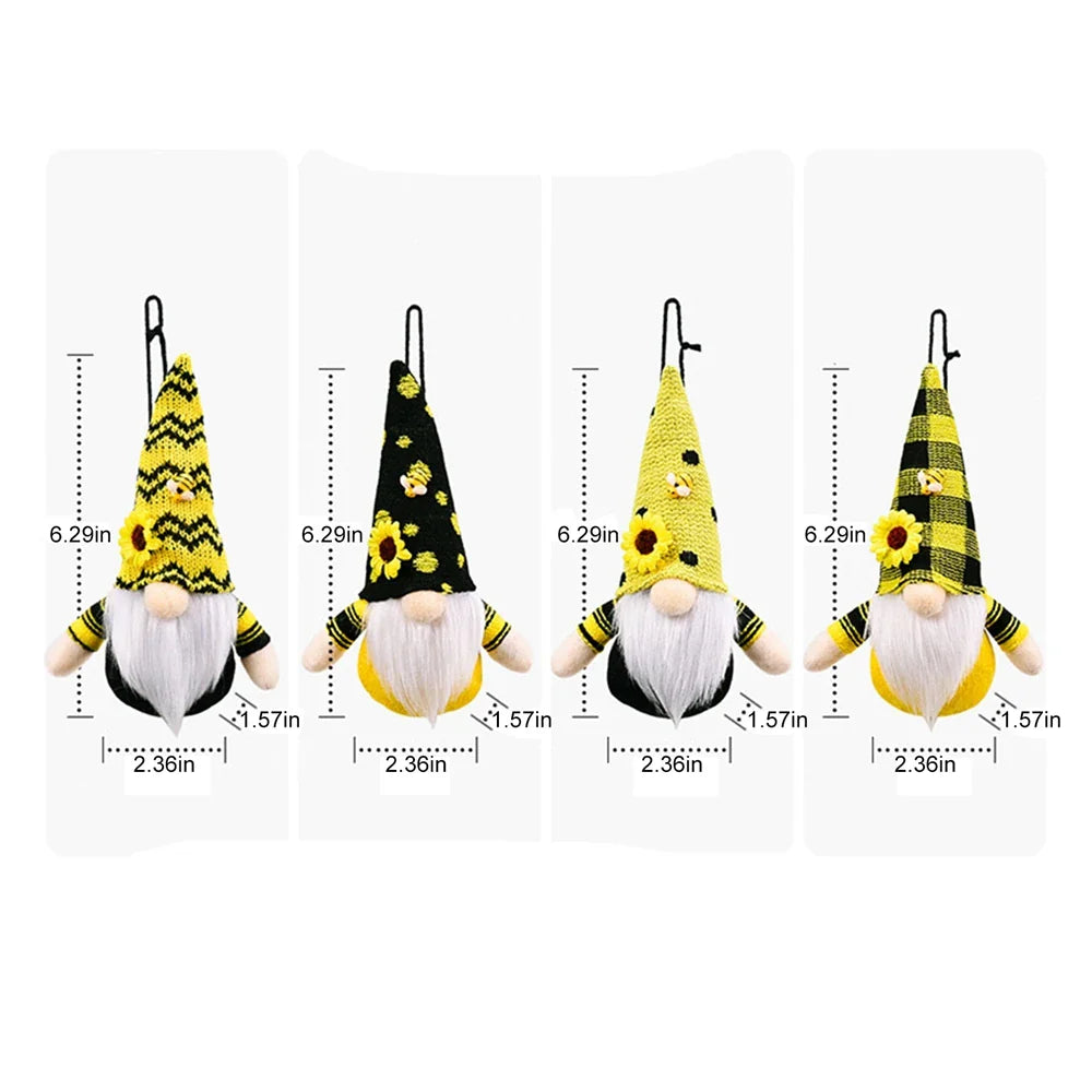Sunflower Gnome for Home Decor Cute Bee Faceless Doll Pendant Wall Door Hanging Decoration Spring Summer DIY Figurines