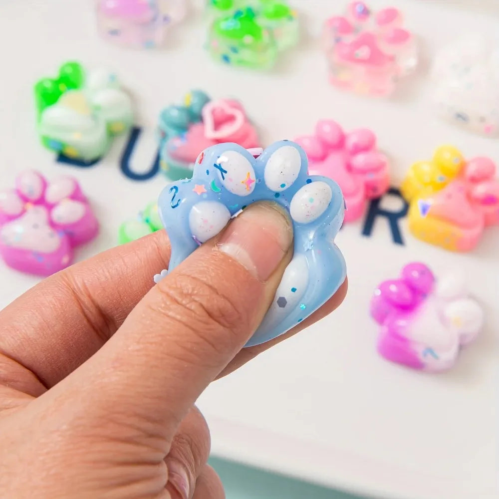 10/2030/40/50pcs Mini Cute Cat Claw Plush Pinch Fun, Colorful, Halloween/Christmas Party Pack Fillers Mini Cartoon Cat Claw