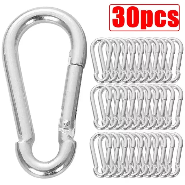 50/10pcs Mini Carabiner Keychain Alluminum Alloy D Type Buckle Spring
